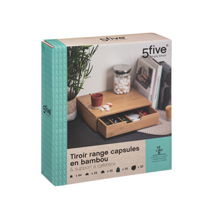Tiroir range capsules et support à cafétière - Bambou